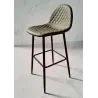STOOL MOON LEATHER COFFEE AND FABRIC